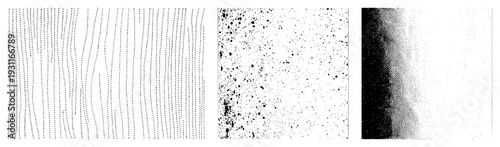 Vector halftone dots, wavy, speckles, gradients ideal for design/print/digital art. Also called stippling, dot matrix, tone mapping.