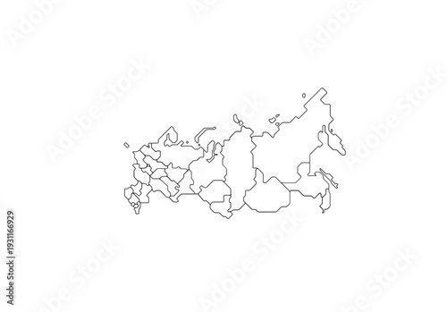 Simple outline map displaying the political divisions within the vast geographical boundaries of the Russian Federation