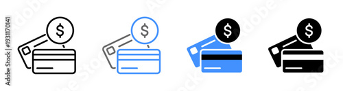 Credit Card and Debit Card Payment icon vector illustration editable