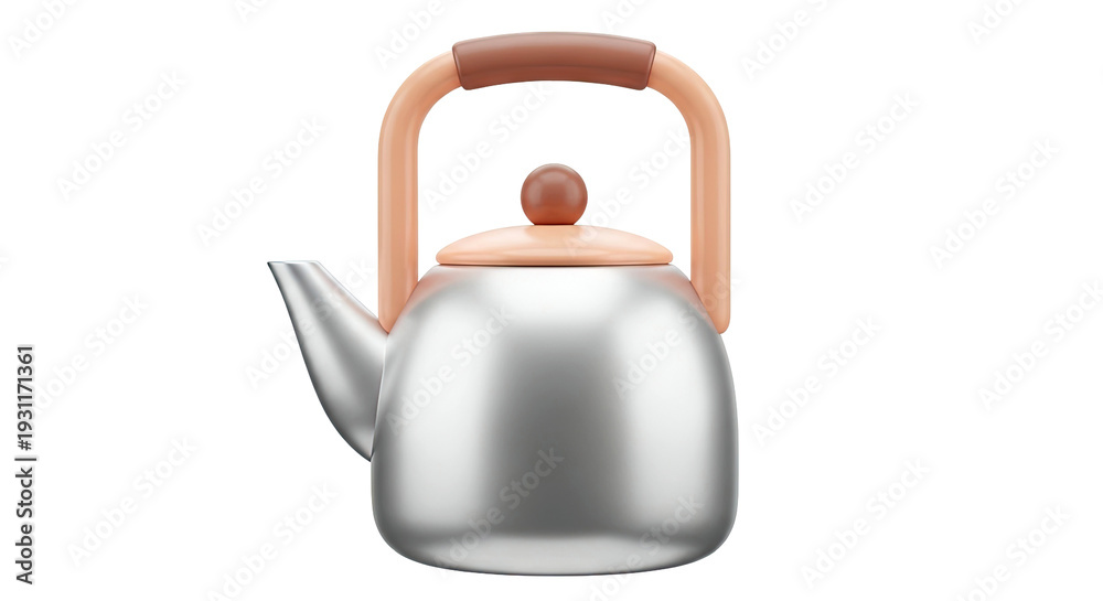 Obraz premium 3D render of a classic metal teapot with a modern design