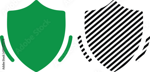 Vector Green Shield with Dynamic Lines - Safety, Defense, Protection Icon Illustration