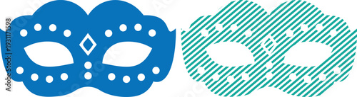 Vector Blue and Teal Carnival Masquerade Masks with Dots Illustration