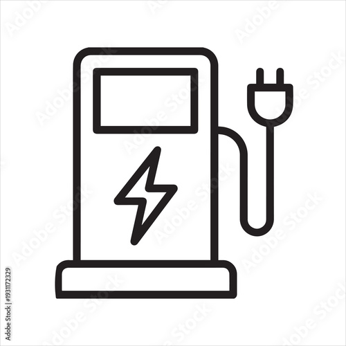 Electric vehicle charging station outline icon vector