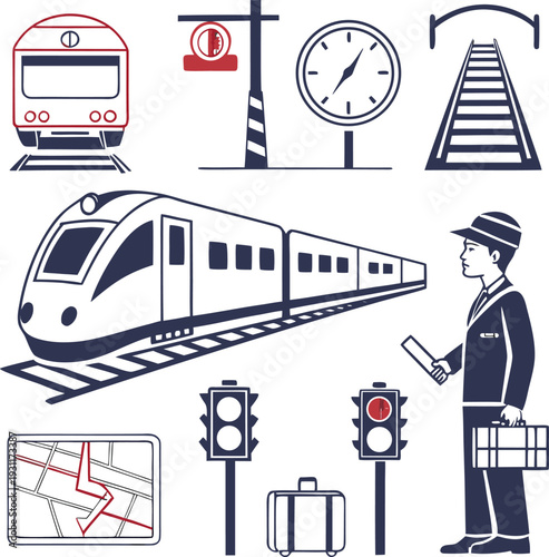 A fast electric locomotive speeds along the track as public transportation passengers enjoy a city journey by rail and metro at the busy London railway station