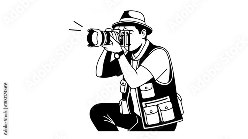 Wallpaper Mural Man with camera taking a photo wearing a hat and vest. Torontodigital.ca