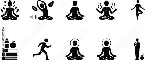 Bald eagle vector set with majestic predatory birds in flying landing and perched poses isolated black and white hand drawn silhouette illustrations for logos