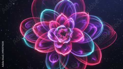 Neon Flower Animation A Vibrant Display of Light and Color.