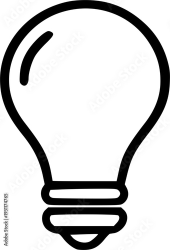 A simple outline illustration of a classic light bulb, symbolizing ideas, innovation, and creativity