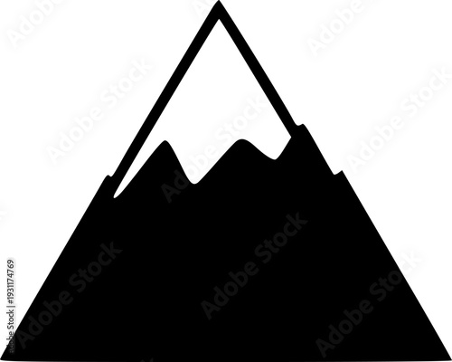 Silhouette of a snow-capped mountain peak, symbolizing nature, adventure, and achievement