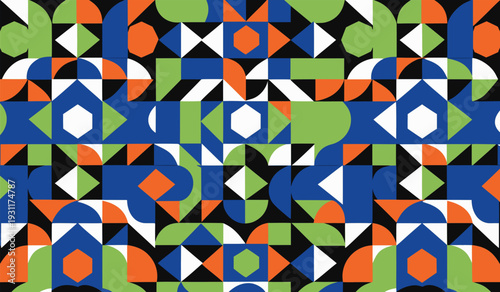 Abstract Geometric Pattern with Colorful Shapes and Designs