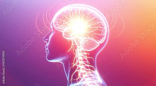 Wallpaper Mural A video showcasing a human brain with a bright light inside the head Torontodigital.ca