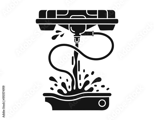 Oil Change silhouette vector illustration isolated on white background