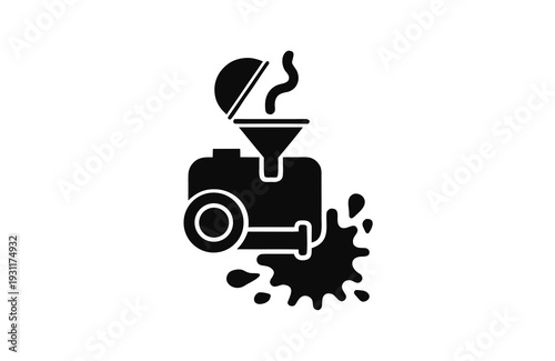 Vehicle Oil Maintenance Silhouette Vector Graphic Isolated