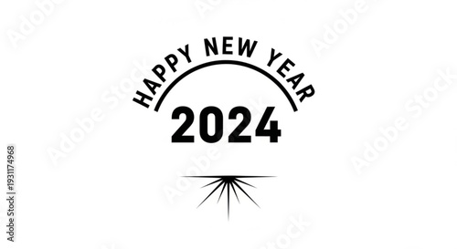 Happy New Year 2024 celebration with modern typography