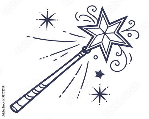 Magic wand silhouette vector illustration  isolated on white background