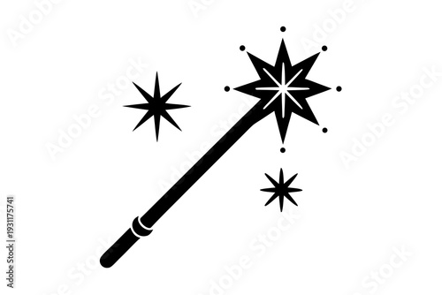 Sparkle Magic Wand Silhouette Vector Illustration Isolated