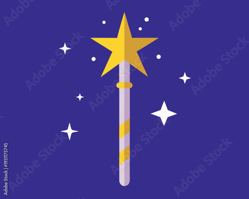 Magic wand silhouette vector illustration  isolated on white background