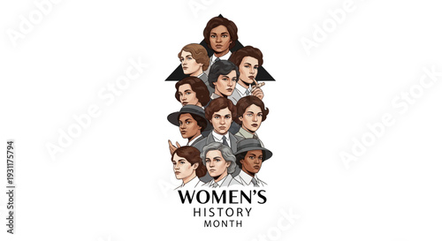 Illustration of diverse women leaders for Women's History Month and Women Empowerment Month with a bold design on a white background.