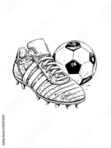 Professional soccer cleats and ball for athletic training and competition