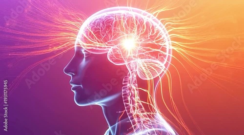 Wallpaper Mural A video showcasing a human brain with a bright light inside the head Torontodigital.ca