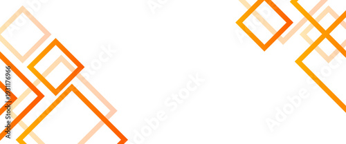 Modern Orange Geometric Outlines. A clean white vector background featuring a dynamic composition of intersecting orange and peach square outlines. Ideal for tech headers and minimalist banners.
