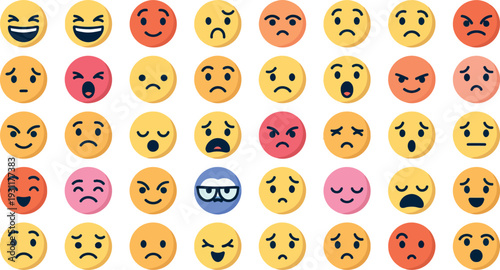 Various faces expressing different emotions and feelings