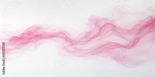 A soft abstract pink smoke wave creates a light purple silk texture pattern on a white paper background for an artistic wallpaper backdrop design featuring motion curves and grunge paint shapes