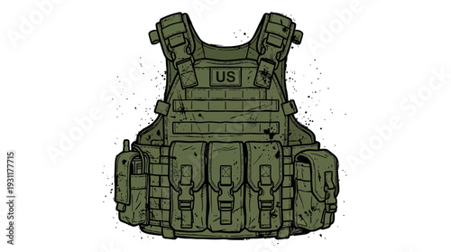 Military tactical vest with US insignia