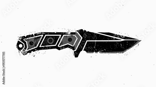 Tactical Folding Knife with Grunge Texture