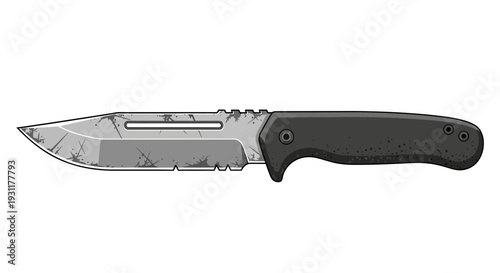 Tactical Folding Knife with Serrated Edge and Dark Handle