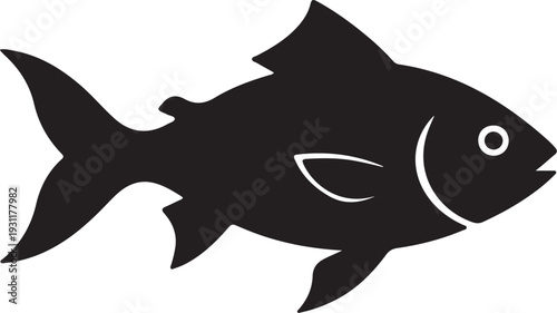 Ocean Silhouette: An eye-catching illustration of a fish gracefully gliding through the water, with its sleek form and elegant lines. 