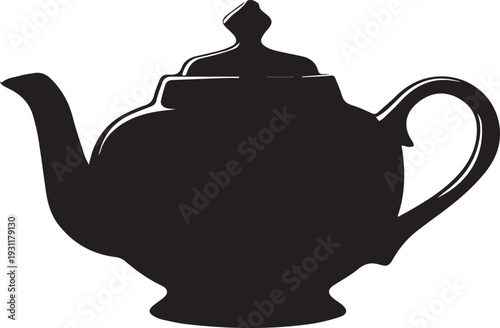 Classic teapot silhouette showing spout, handle, and rounded body.