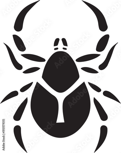 Small tick silhouette showing tiny body and short legs clearly.