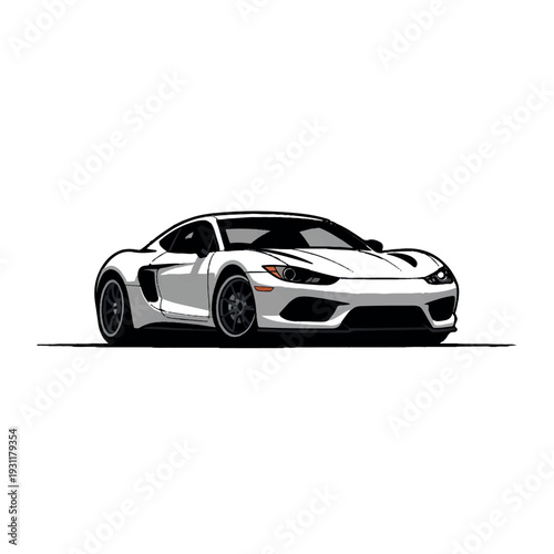 Stunning white sports car in sleek modern design on clean background Vector Art