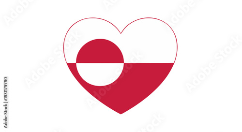 Greenland Flag in a Heart Shape A Symbol of Love and National Pride for Greenlandic People, Celebrating Heritage and Belonging