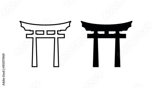 Japanese Torii Gate Vector Icon, Shinto Shrine Symbol