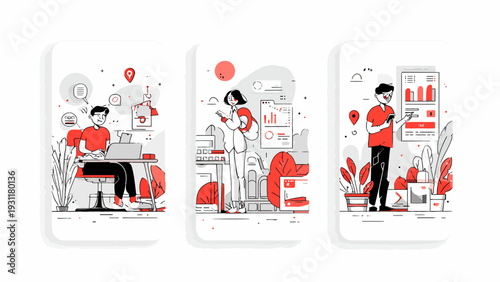 modern simple minimalist flat illustrations for website and app