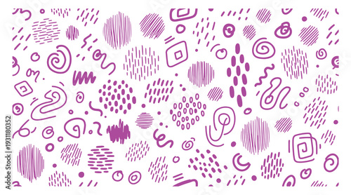 Hand-sketched linear vector composition ready for infinite pattern repeat.