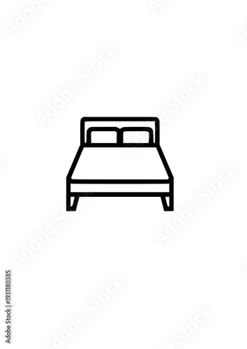 Minimalist Line Icon of a Bed with Pillows — Rest, Sanctuary & the Essential Symbol of Sleep, Recovery, and Personal Refuge

