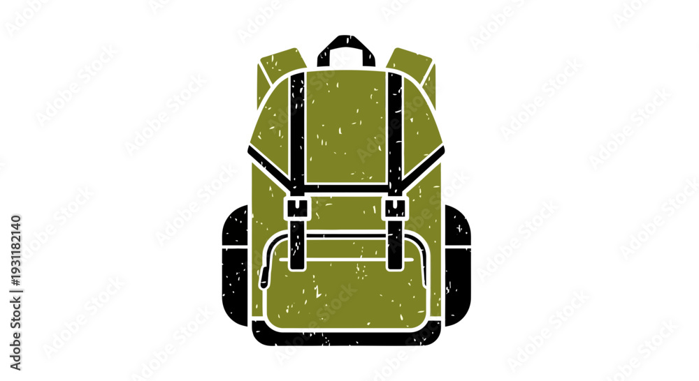 Obraz premium Green backpack icon with grunge texture