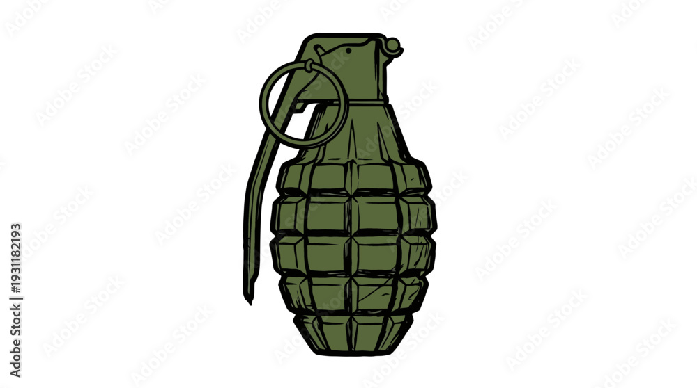 Fototapeta premium Green hand grenade illustration