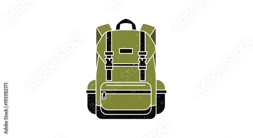 Green canvas backpack illustration