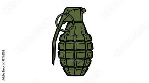 Green hand grenade illustration