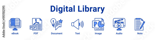 Digital Library icon Banner and collection