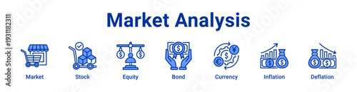 Market Analysis icon Banner and collection