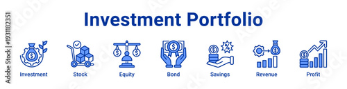 Investment Portfolio icon Banner and collection
