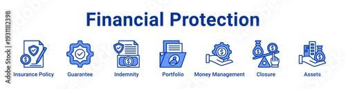 Financial Protection icon Banner and collection