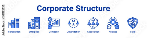 Corporate Structure icon Banner and collection