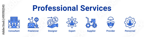 Professional Services icon Banner and collection