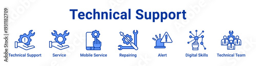 Technical Support icon Banner and collection